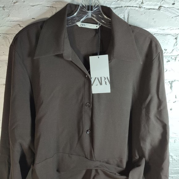 ZARA DRAPED SHIRT DRESS NWT - Picture 8 of 11